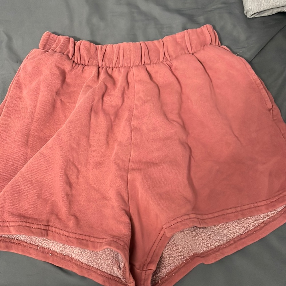 Pink sweatpants shorts